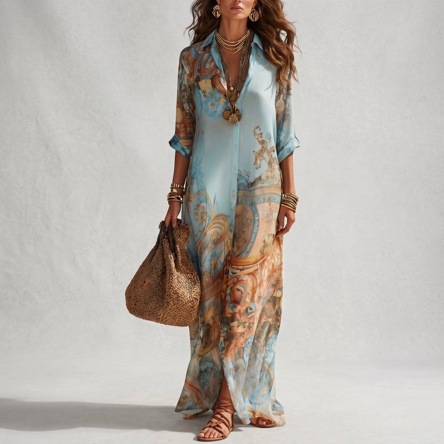 Vestido Longo Celeste Premium